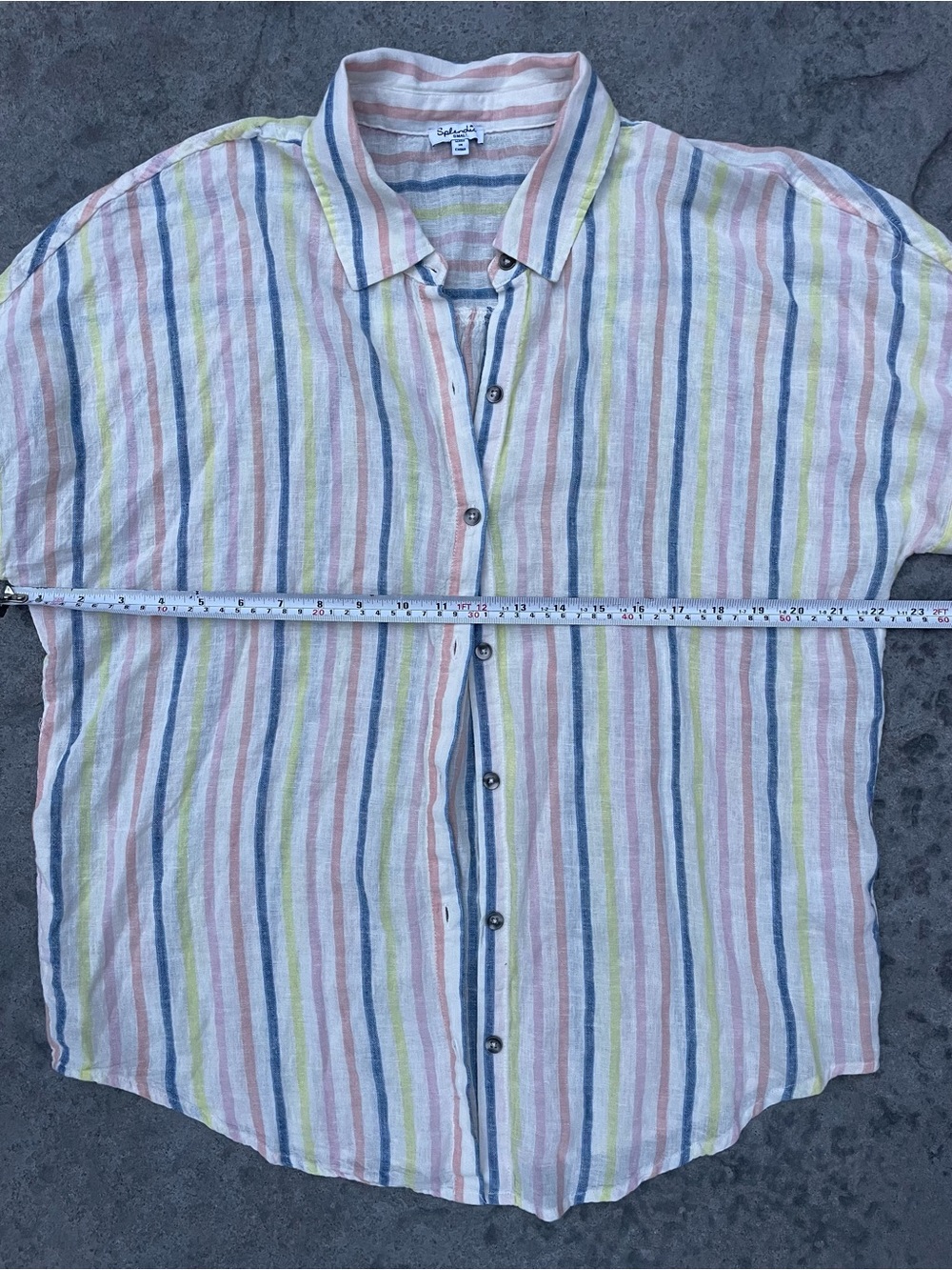 Splendid Linen Blend Striped Button Up Shirt Small Pastel Relaxed Fit - Picture 5 of 6